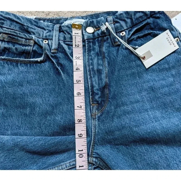 Good American Good 90s Ripped Slim Fit Straight Leg Jeans in Indigo016 Size 28 - Picture 12 of 16